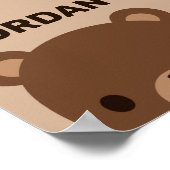 Poster Petit ours Brown mignon avec nom personnalisé (Coin)