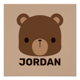 Poster Petit ours Brown mignon avec nom personnalisé Post