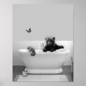 Poster Petit ours dans la baignoire bain moussant pour no (Devant)