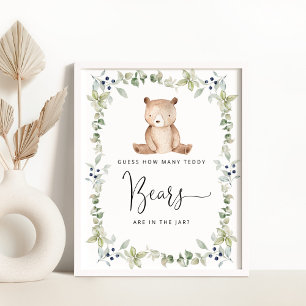 Poster Petit ours de bois devinez combien de nounours