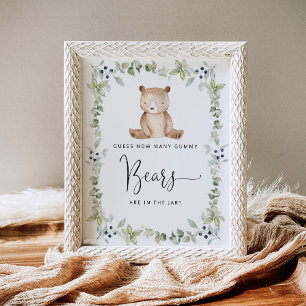 Poster Petit ours des bois devinez combien d'ours