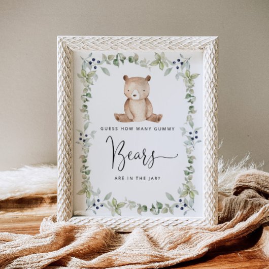 Poster Petit ours des bois devinez combien d'ours