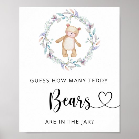 Poster Petit ours devine combien il y a d'ours en peluche (Devant)