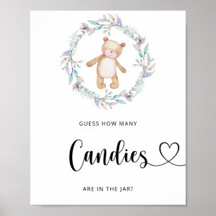 Poster Petit ours devinez combien de bonbons