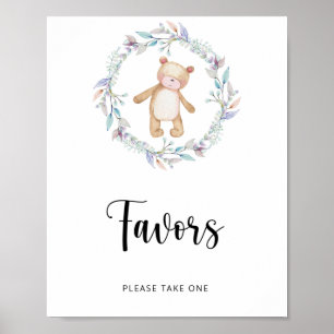 Poster petit ours en chemin \ Favors