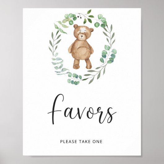 Poster petit ours en chemin \ Favors (Devant)