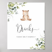 Poster Petit ours Eucalyptus Boissons se servir (Devant)