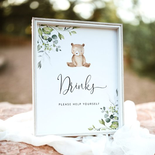 Poster Petit ours Eucalyptus Boissons se servir