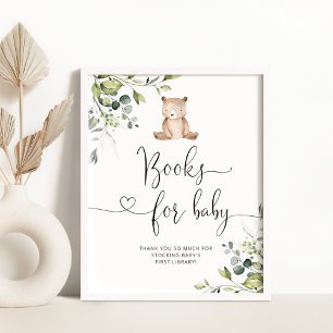 Poster Petit ours eucalyptus, livres d'eucalyptus pour bé