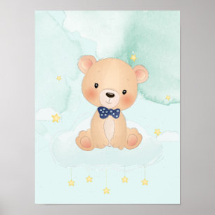 Poster Petit ours mignon aux étoiles