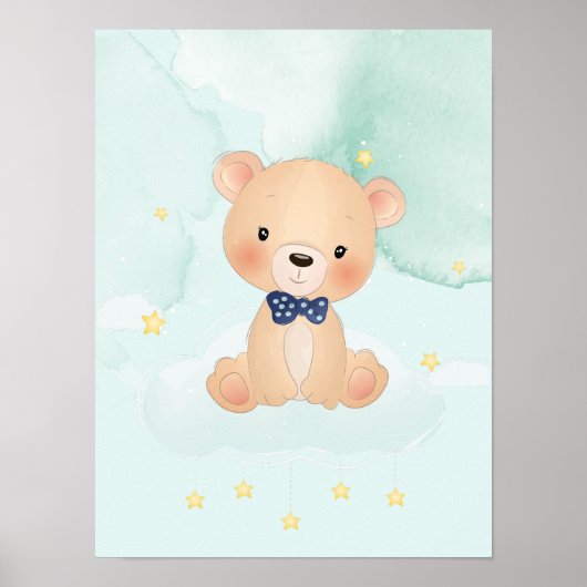 Poster Petit ours mignon aux étoiles (Devant)