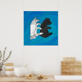 Poster Petit Ours Ombre Sur Bleu (Cuisine)