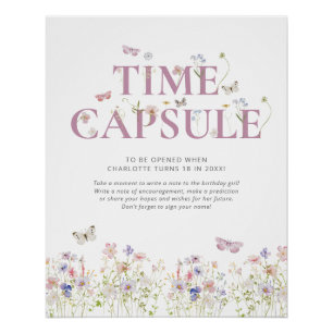Poster Petit papillon 1er anniversaire heure Capsule