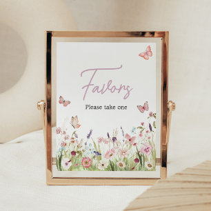 Poster Petit Papillon Fleur sauvage Baby shower Faveurs