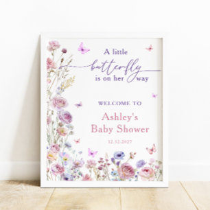 Poster Petit Papillon Garden Baby shower de fille Bienven