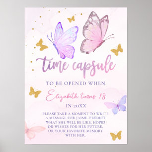 Poster Petit Papillon rose pourpre Anniversaire Capsule