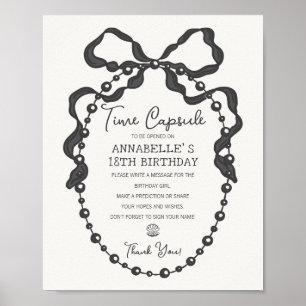 Poster Petit Pearl Black Coquette Bow Anniversaire Time C