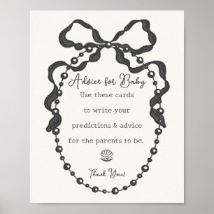 Poster Petit Pearl Black Coquette Bow Conseils pour bébé