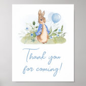 Poster Petit Peter Rabbit Baby shower Merci pour venir (Devant)