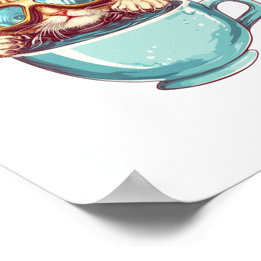 Poster Petit Plongeur Chat - Drôle Scuba Kitty Tea Lover (Coin)