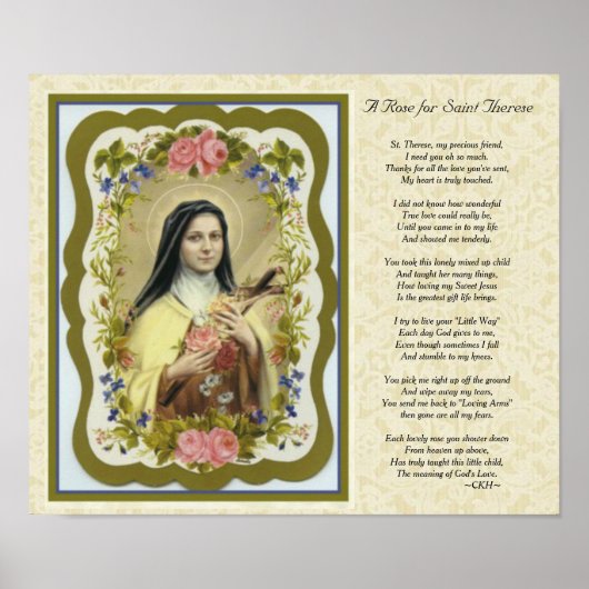 Poster Petit poème Fleur de Saint-Thérèse personnalisable (Devant)