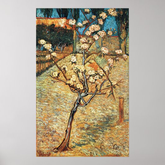 Poster Petit poirier en fleurs par Vincent van Gogh (Devant)