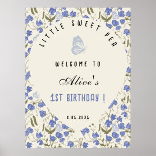 Poster Petit Pois doux bleu et crème 1er anniversaire