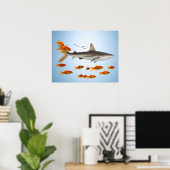 Poster « Petit poisson rouge, grosse énergie de requin » (Bureau à domicile)
