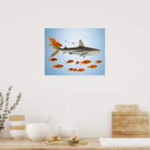 Poster « Petit poisson rouge, grosse énergie de requin » (Cuisine)