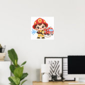 Poster Petit Pompier Courageux (Bureau à domicile)