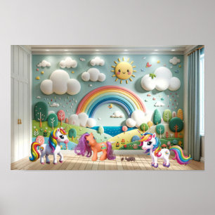 Poster Petit Poney et Licornes