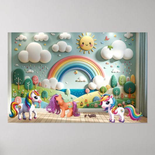 Poster Petit Poney et Licornes (Devant)