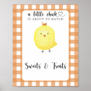 Poster Petit poulet - bonbons et gâteries baby shower