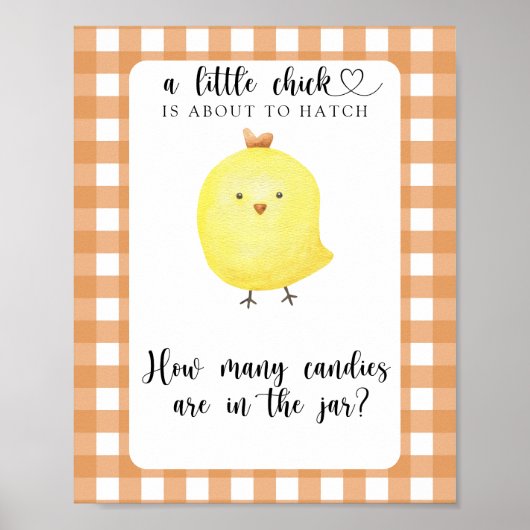 Poster Petit poulet - devine combien de bonbons (Devant)