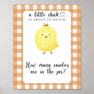 Poster Petit poulet - devinez combien de bonbons