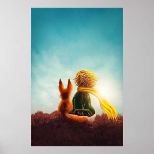 Poster Petit Prince et Renard. Illustration d'art de nurs (Devant)