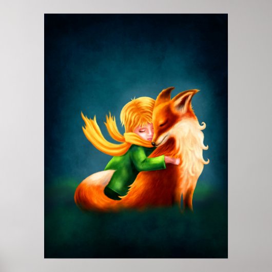 Poster Petit Prince et Renard. Illustration d'art de pépi (Devant)