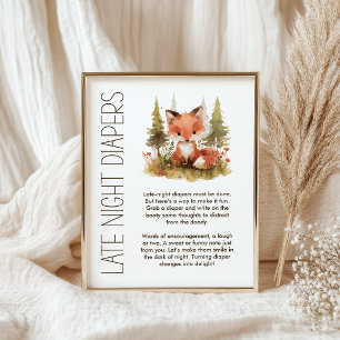 Poster Petit Renard Jeu de Baby Shower Couches de Nuit
