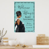 Poster Petit Robe Noire Baby shower Bleu Accueil (Cuisine)