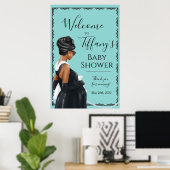 Poster Petit Robe Noire Baby shower Bleu Accueil (Bureau à domicile)