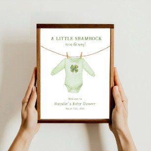 Poster Petit Shamrock St Patrick's Baby shower Bienvenue