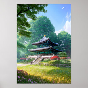 Poster Petit Temple dans le jardin