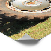 Poster Petit Tracteur Rouge Avec Roues Grises (Coin)