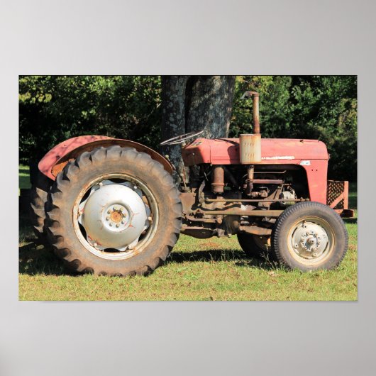 Poster Petit Tracteur Rouge Avec Roues Grises (Devant)