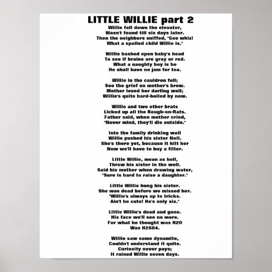 Poster PETIT WILLIE POEM 2e partie (Devant)