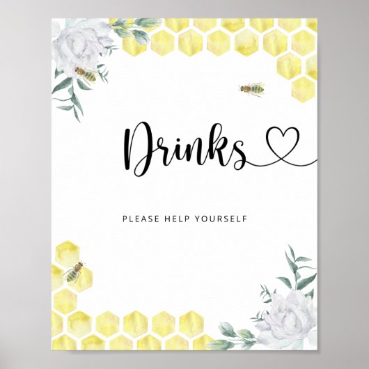 Poster petite abeille Boissons servez-vous (Devant)