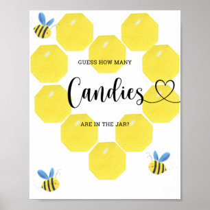 Poster Petite abeille devine combien de bonbons