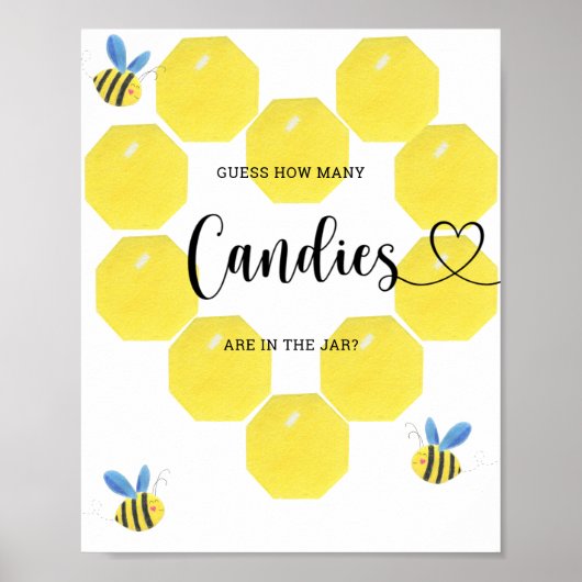 Poster Petite abeille devine combien de bonbons (Devant)