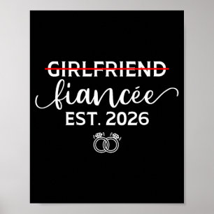 Poster Petite amie à fiancée fiançailles 2026 drôle marié