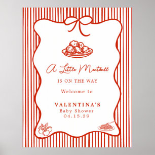Poster Petite Baby-Shower sur le thème Italien Meatball 